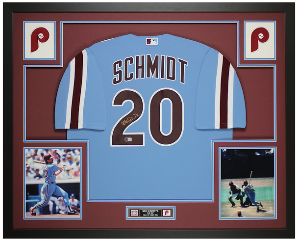 Mike Schmidt Autographed & Framed Blue Philadelphia Jersey Auto Beckett Certified