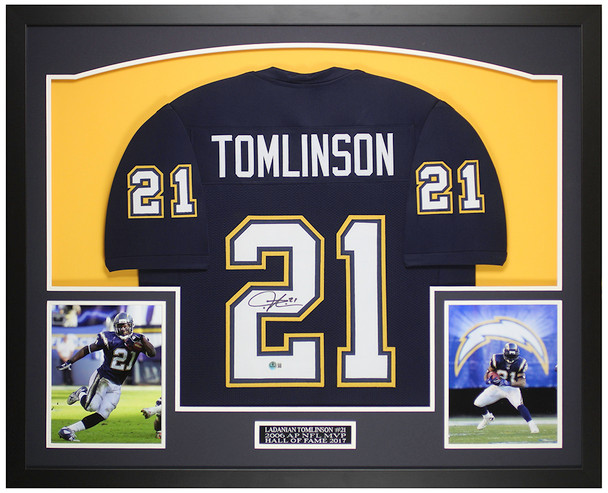 Ladainian Tomlinson Autographed & Framed Navy San Diego Jersey Auto Beckett Certified