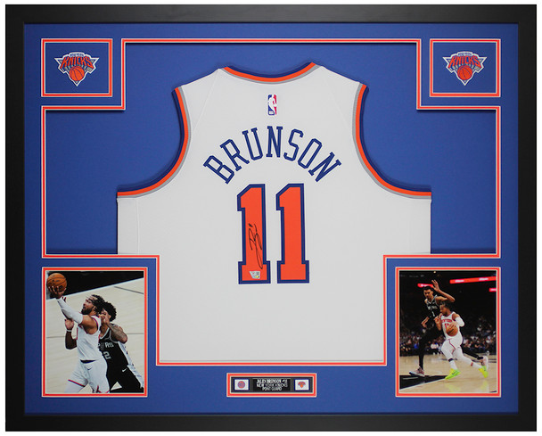 Jalen Brunson Autographed & Framed White New York Jersey Auto Fanatics Certified