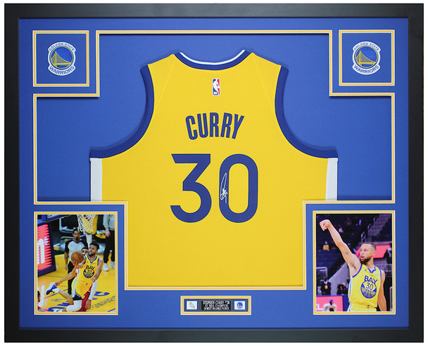 Steph Curry Autographed & Framed Yellow Golden State Jersey Auto Beckett LOA Certified