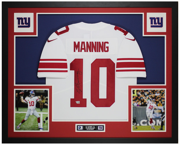 Eli Manning Autographed & Framed White New York Jersey Auto Fanatics Certified
