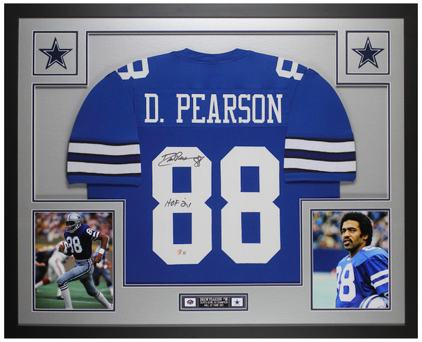 Drew Pearson Autographed & Framed Blue Dallas Jersey Auto Beckett Certified