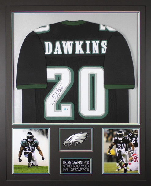 Brian Dawkins Autographed & Framed Black Philadelphia Jersey Auto Beckett Certified