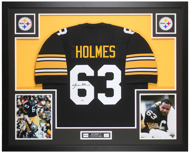 Ernie Holmes Autographed & Framed Black Pittsburgh Jersey Auto PSA Certified