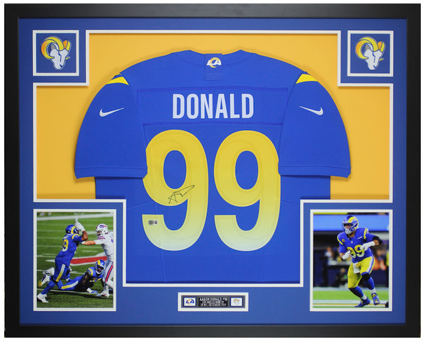 Aaron Donald Autographed & Framed Blue Los Angeles Jersey Auto Beckett Certified