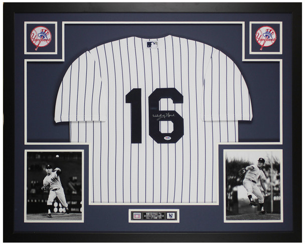 Whitey Ford Autographed & Framed White New York Jersey Auto PSA Certified