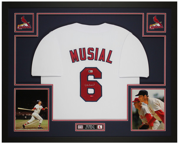 Stan Musial Autographed & Framed White St. Louis Jersey Auto Beckett Certified