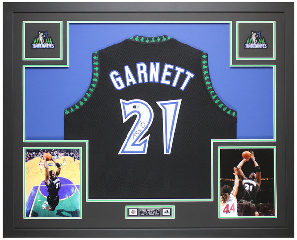 Kevin Garnett Autographed & Framed Black Minnesota Jersey Auto Beckett Certified