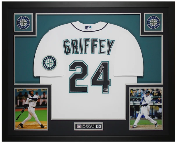 Ken Griffey Jr Autographed & Framed White Seattle Jersey Auto Beckett Certified