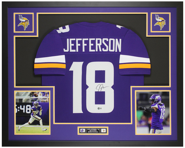 Justin Jefferson Autographed & Framed Purple Minnesota Jersey Auto Beckett Certified