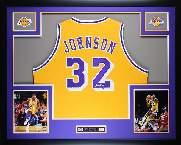 Magic Johnson Autographed and Framed Los Angeles Lakers Jersey