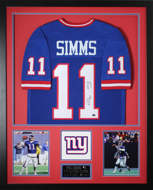 Phil Simms Autographed and Framed New York Giants Jersey