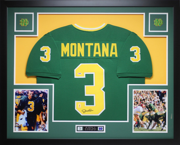 Joe Montana Autographed and Framed Notre Dame Fighting Irish Jersey