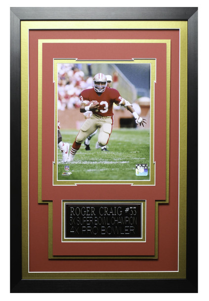 Roger Craig Framed 8x10 San Francisco 49ers Photo with Nameplate (RC-P1C)