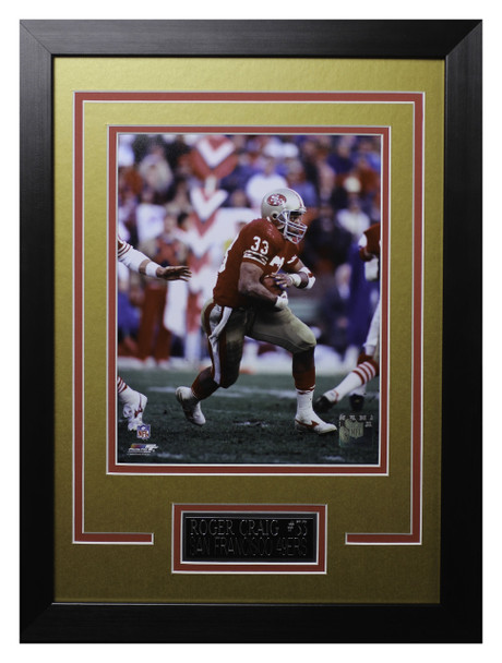 Roger Craig Framed 8x10 San Francisco 49ers Photo with Nameplate (RC-P2D)