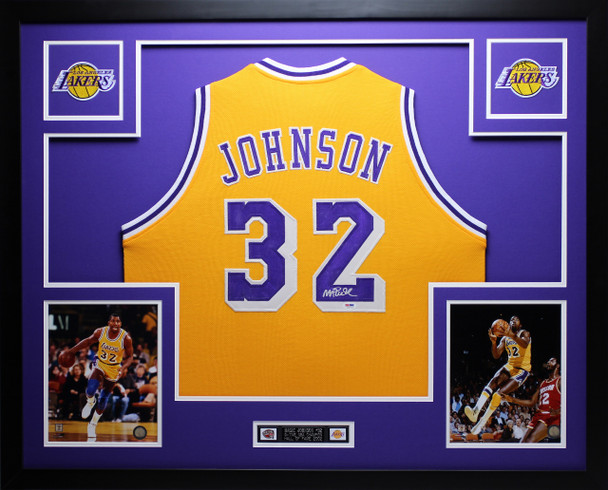 Magic Johnson Autographed and Framed Los Angeles Lakers Jersey