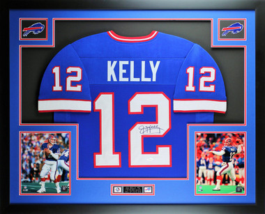 Jim Kelly Signed Custom Blue Pro Style Jersey Machine Gun JSA ITP