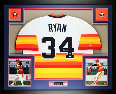 Nolan Ryan Autographed & Framed Rainbow Astros Jersey Auto Fanatics COA