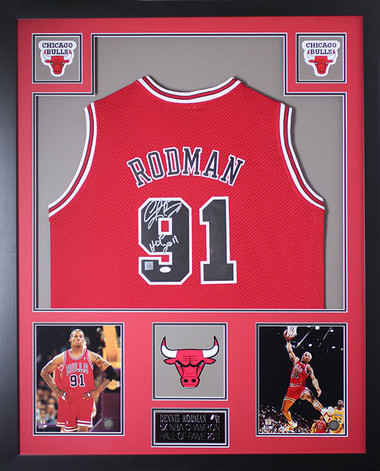 Dennis Rodman Autographed and Framed Red Bulls Jersey