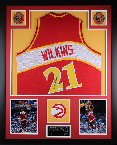 Dominique Wilkins Autographed and Framed Red Hawks Jersey