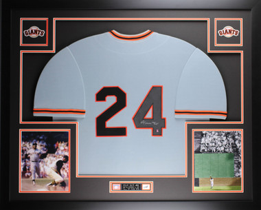 Willie Mays Autographed and Framed White Giants Jersey