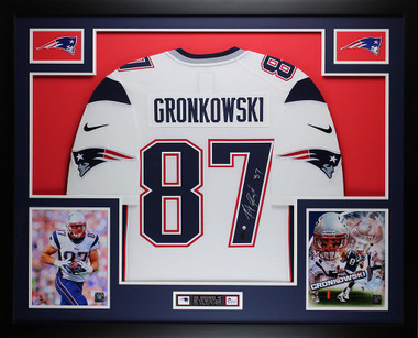 Rob Gronkowski Signed Patriots Framed Jersey COA FOD Autographed