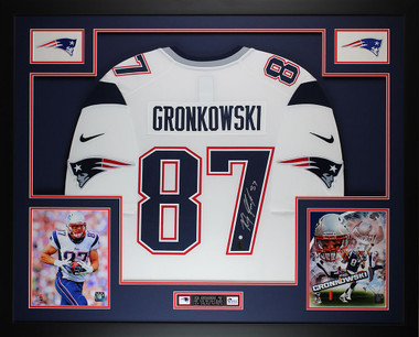 Rob Gronkowski Autographed and Framed Blue Patriots Jersey