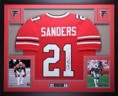 Deion Sanders Autographed and Framed Atlanta Falcons Jersey