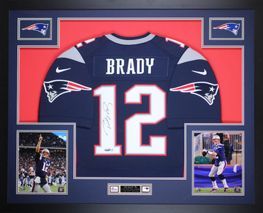 Tom Brady Autographed and Framed Navy Michigan Jersey
