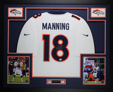 Peyton Manning Denver Broncos Autographed Deluxe Framed Nike White Limited Jersey