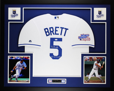 George Brett Autographed and Framed Blue Royals Jersey Auto Beckett COA