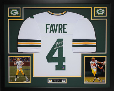 Brett Favre Autographed MVP and Framed Green Packers Jersey