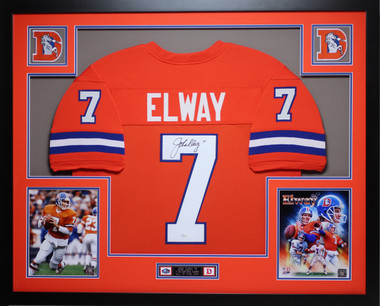 John Elway Signed Autographed Denver Broncos Jersey Framed JSA at