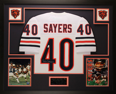 Gale Sayers Autographed & Framed Blue Chicago Bears Jersey Auto PSA COA