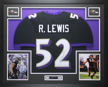 Ray Lewis Autographed and Framed White Baltimore Ravens Jersey Auto JSA COA