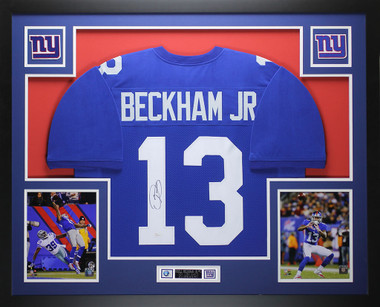 Odell Beckham Jr. Signed Giants 35 x 43 Custom Framed Jersey (JSA COA)