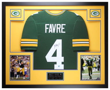 Brett Favre Autographed & Framed White Packers Jersey Auto Favre COA