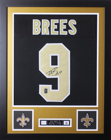 Drew Brees Autographed and Framed Black New Orleans Saints Jersey