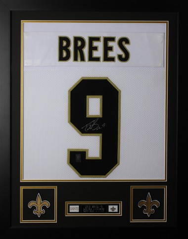 Drew Brees Autographed & Framed White Saints Jersey Auto Beckett COA