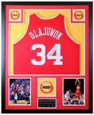 Hakeem Olajuwon Autographed and Framed Red Houston Rockets Jersey JSA COA