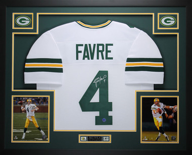 Brett Favre Signed Packers 35 x 43 Custom Framed Jersey (Favre