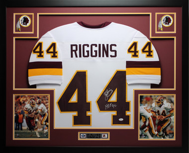 John Riggins Autographed HOF 92 and Framed White Redskins Jersey