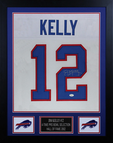 Jim Kelly Signed Buffalo Bills Career Highlight Stat Jersey (Beckett C –