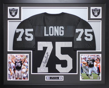 Howie Long Autographed & Framed White Raiders Jersey Auto Beckett COA