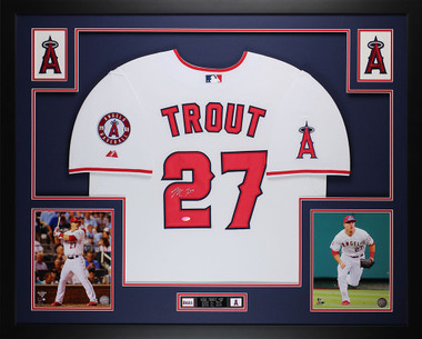 Mike Trout Autographed and Framed Red Majestic Angels Jersey