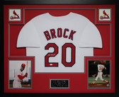 Lou Brock Autographed and Framed St Louis Cardinals Jersey