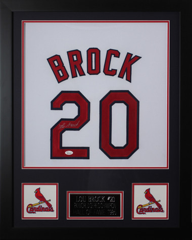 Lou Brock Autographed and Framed White St. Louis Cardinals Jersey Auto JSA  Certified
