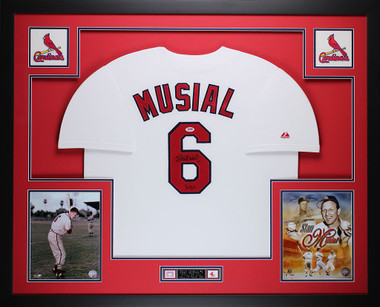 Framed Stan Musial St. Louis Cardinals Autographed Jersey - PSA