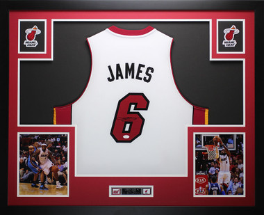 LeBron James Signed 36x44 Custom Framed Jersey Display (JSA & Palm