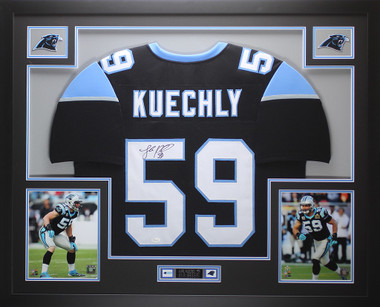 Luke Kuechly Signed Panthers 35x43 Custom Framed Jersey (JSA COA